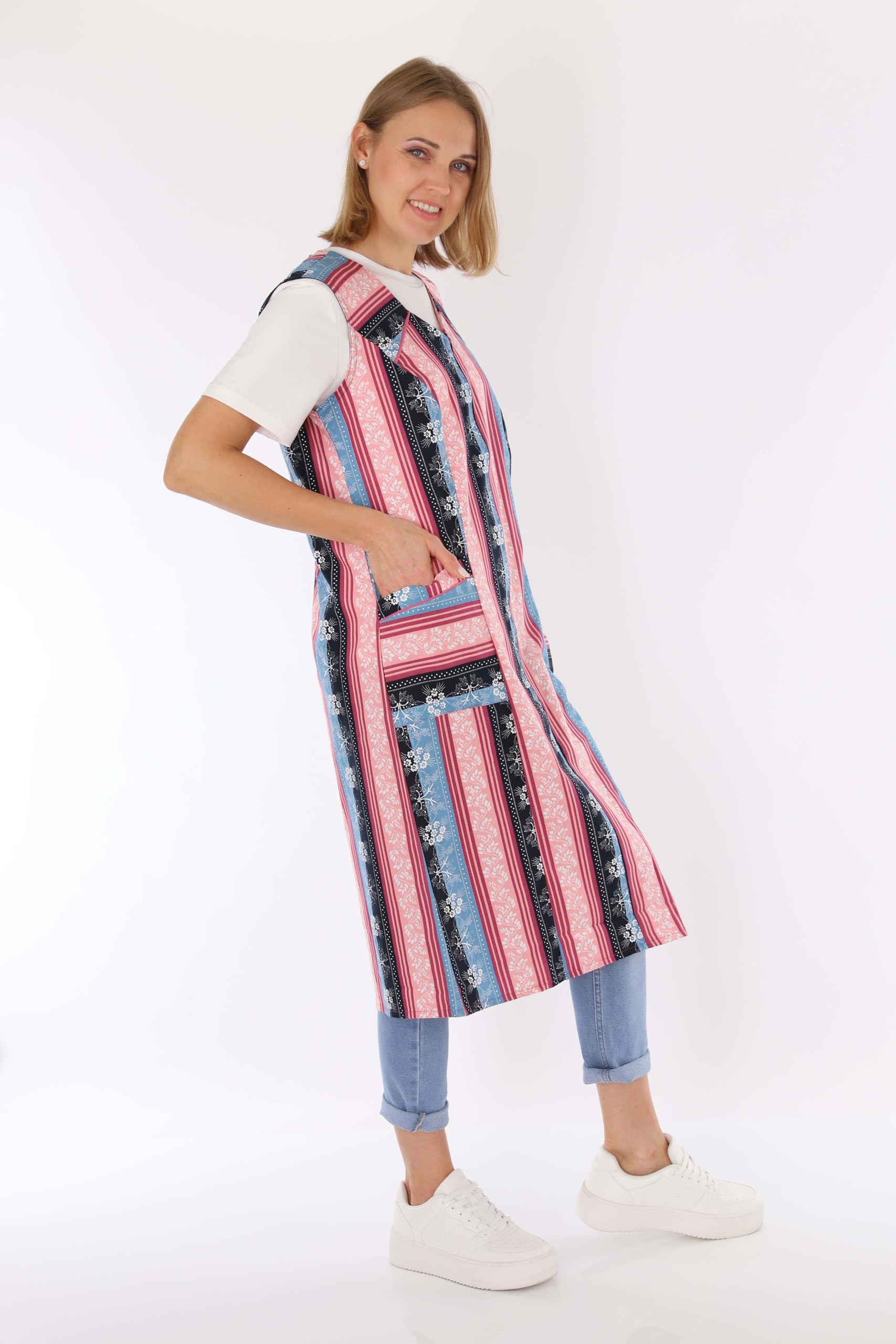 Grembiule da cucina in cotone con chiusura lampo, Lilla, 46