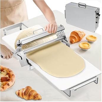 Croissant Dough Rolling Machine Professional Foldable Dough Rolling Machine for 0-25 mm Dough Thickness Large Non-Stick Dough Plate for Home Kitchen 90 x 40 cm