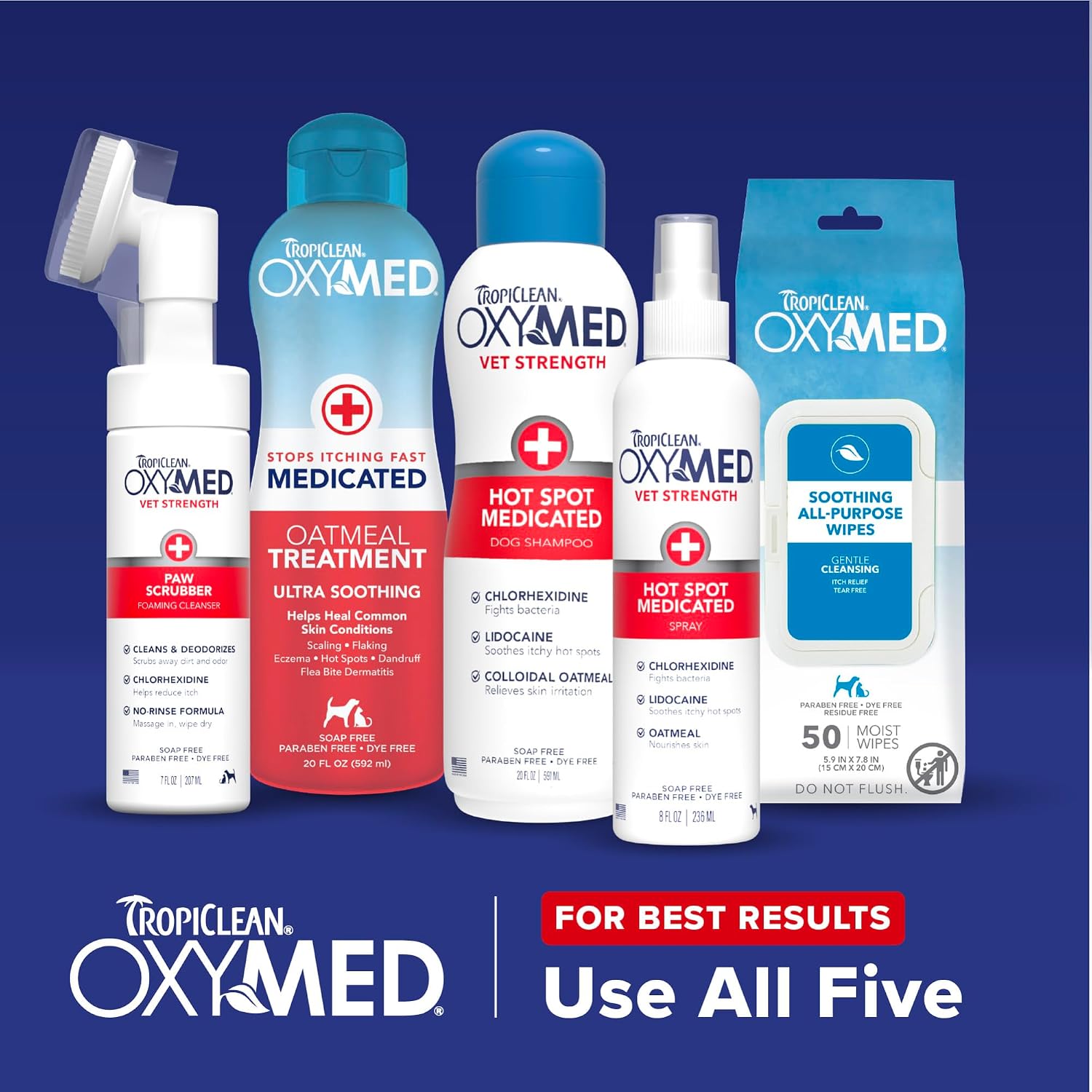 TropiClean OxyMed Medicated Dog Shampoo for Allergies and Itching, 20oz
