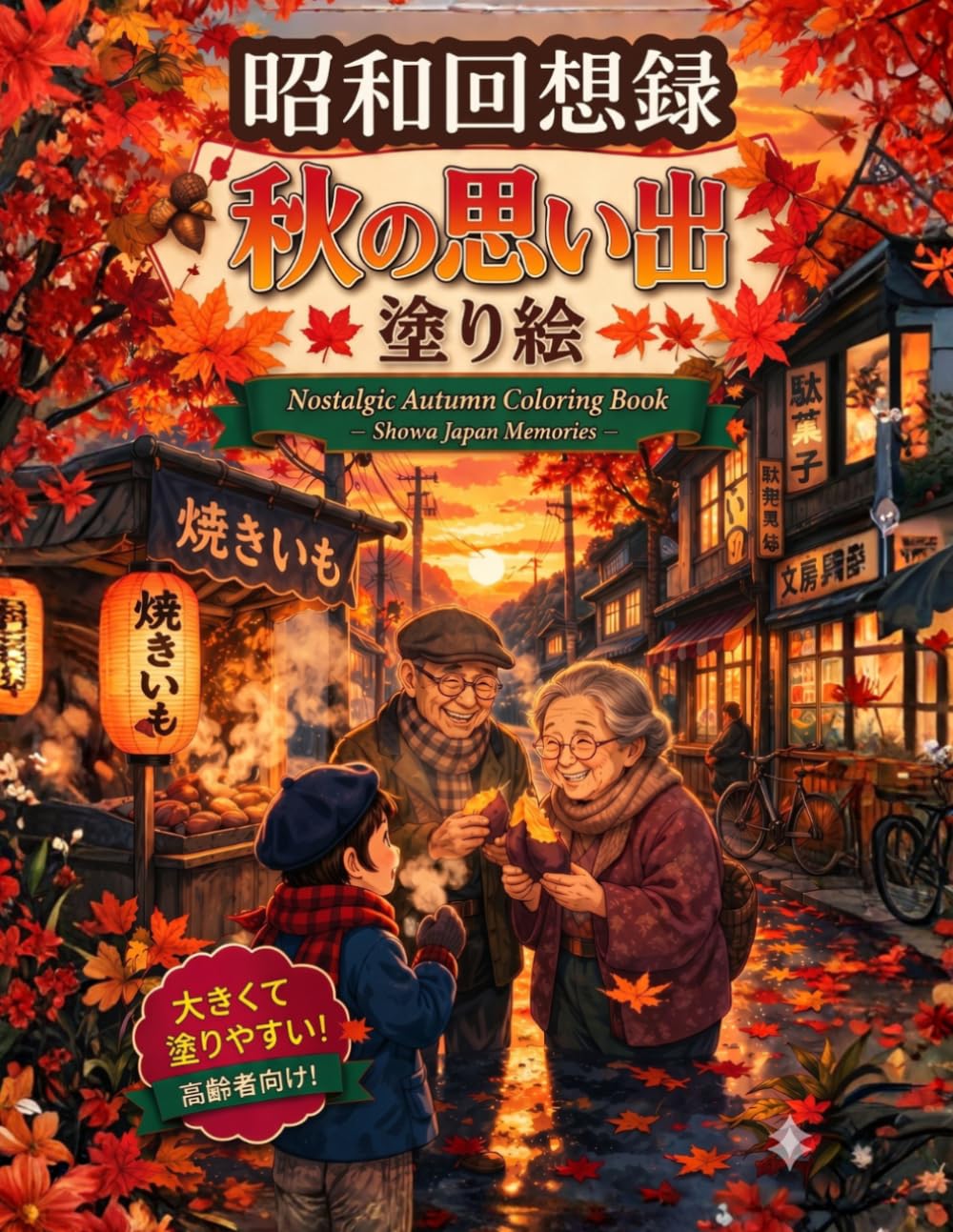 昭和回想録 秋の思い出 塗り絵　: 高齢者向け・大きくて塗りやすい Nostalgic Autumn Coloring Book for Seniors (昭和回想録シリーズ)