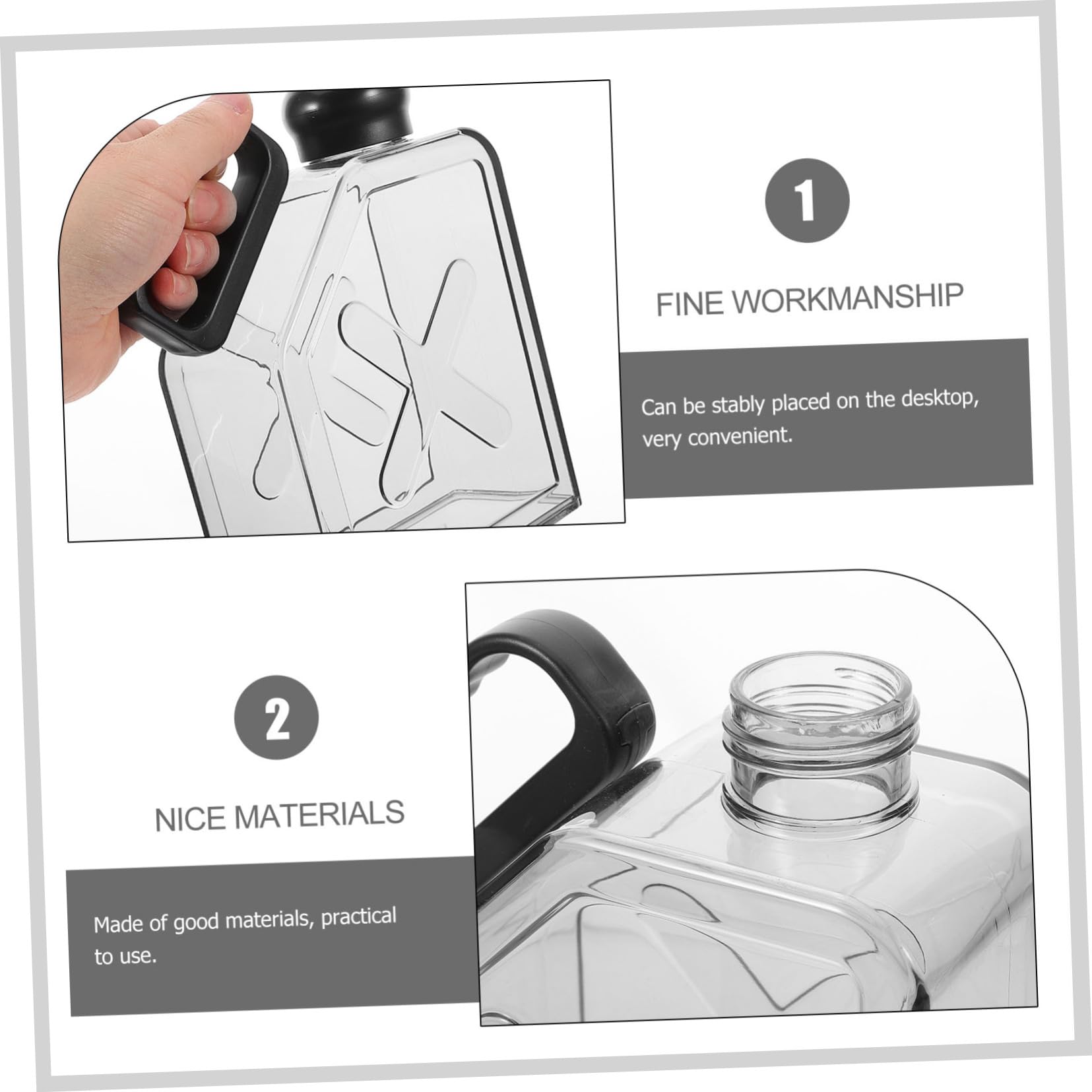 Hemobllo Borraccia sportiva portatile sport acquatici infrangibile bottiglia d'acqua Piatto bollitore per acqua piatta bollitore all'aperto plastica Black Riutilizzabile