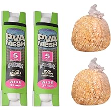2 Pcs 37mm PVA Carp Fishing Mesh Refill Bait Bags Stocking Rigs Water Soluble Bait Wrap Bags for Carp