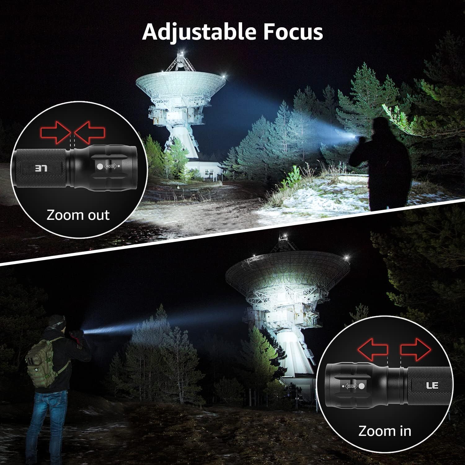 Lighting EVER LED Flashlights High Lumens, Small Flashlight, Waterproof, Adjustable Focus Flash Light for Outdoor, Emergency, Camping, AAA Batteries Included, 4 Pack - Image 3