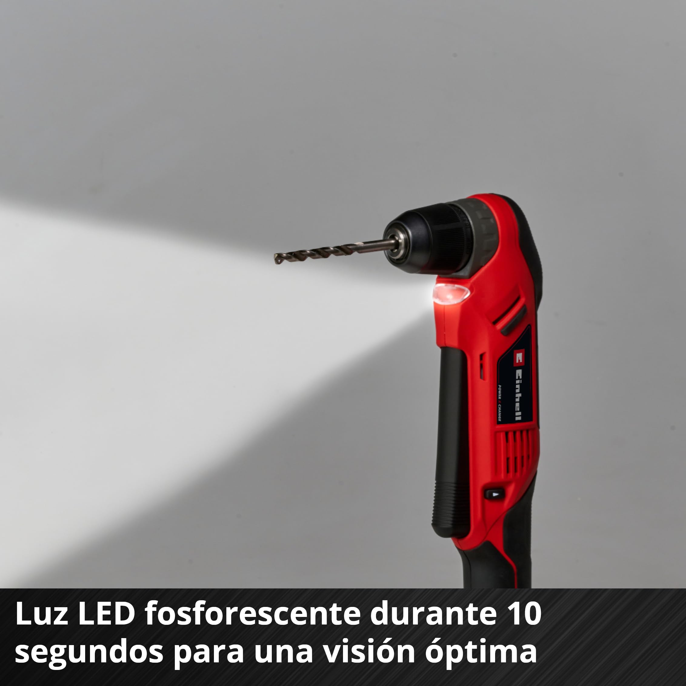 Einhell Taladro angular con batería TE-AD 18 Li-Solo Power X-Change (18 V, 45 Nm, 10 mm portabrocas de sujeción rápida, luz LED, recepción de batería giratoria, sin batería)