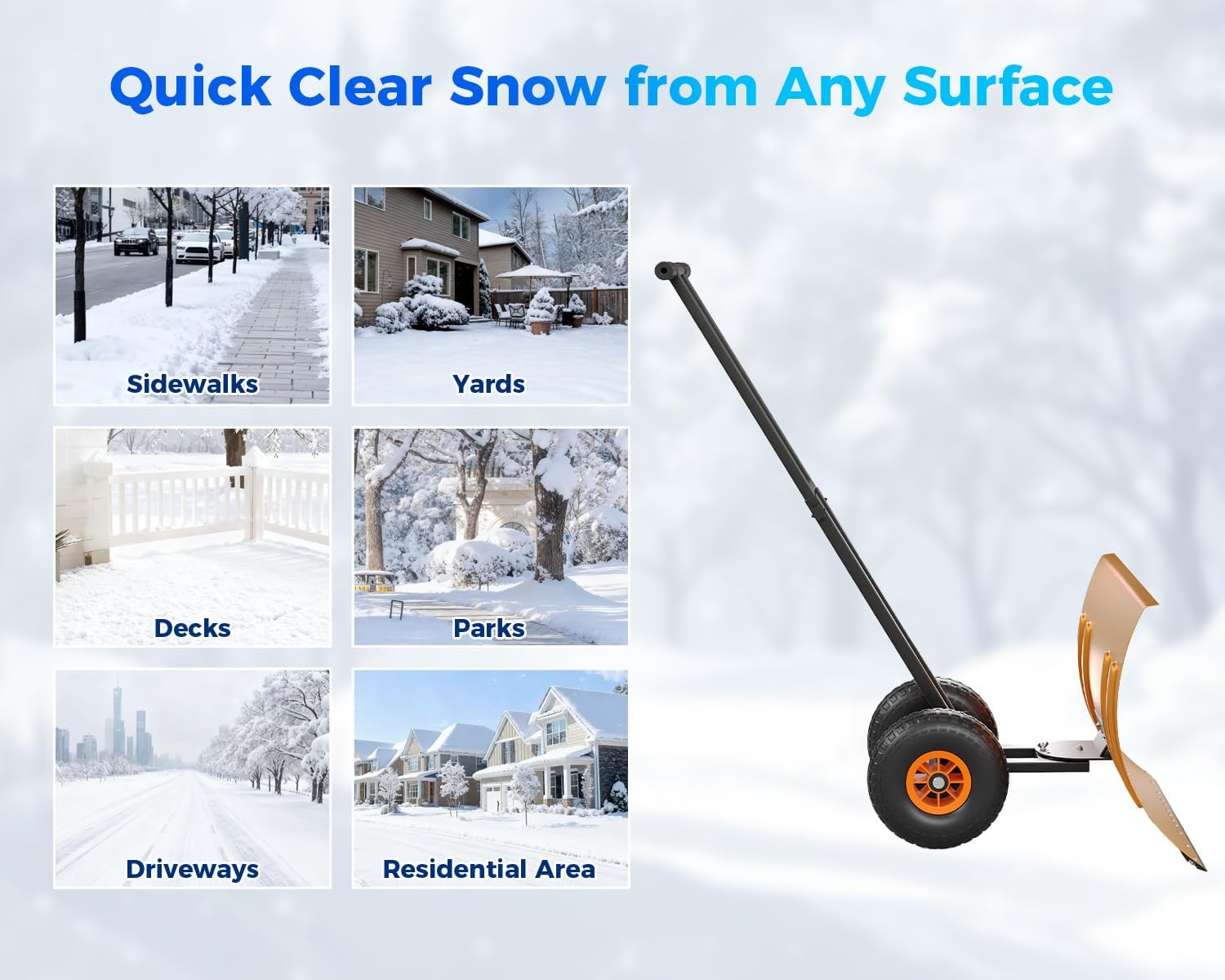 Snow pusher shovel usage areas