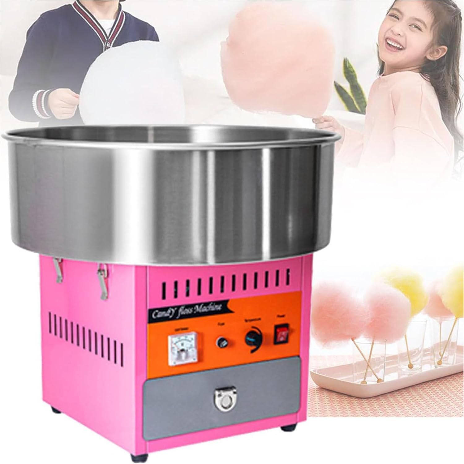 Cotton Candy Machine,Automatic Candy Floss Maker Machine,980W Commercial Cotton Candy Floss Maker Machine,for Birthday Parties。