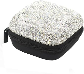 Bling Carrying Earphone Pouch Storage Bag Holder-Earbud Mini Pouch Headset Storage Case Bags for Airpods, Bluetooth Silver