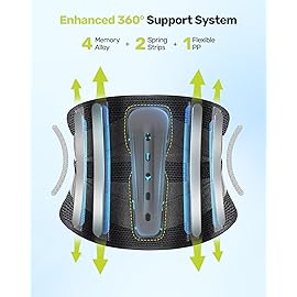 Rakiie Back Brace for Lower Back Pain Relief for Women Men, Back Support Belt with 7 Stays for Lifting at Work, Breathable Soft Lumbar Support with 3D Support Removable Pad for Herniated Disc, Sciatica, Size XXL (Waist: 51.2-62.9)
