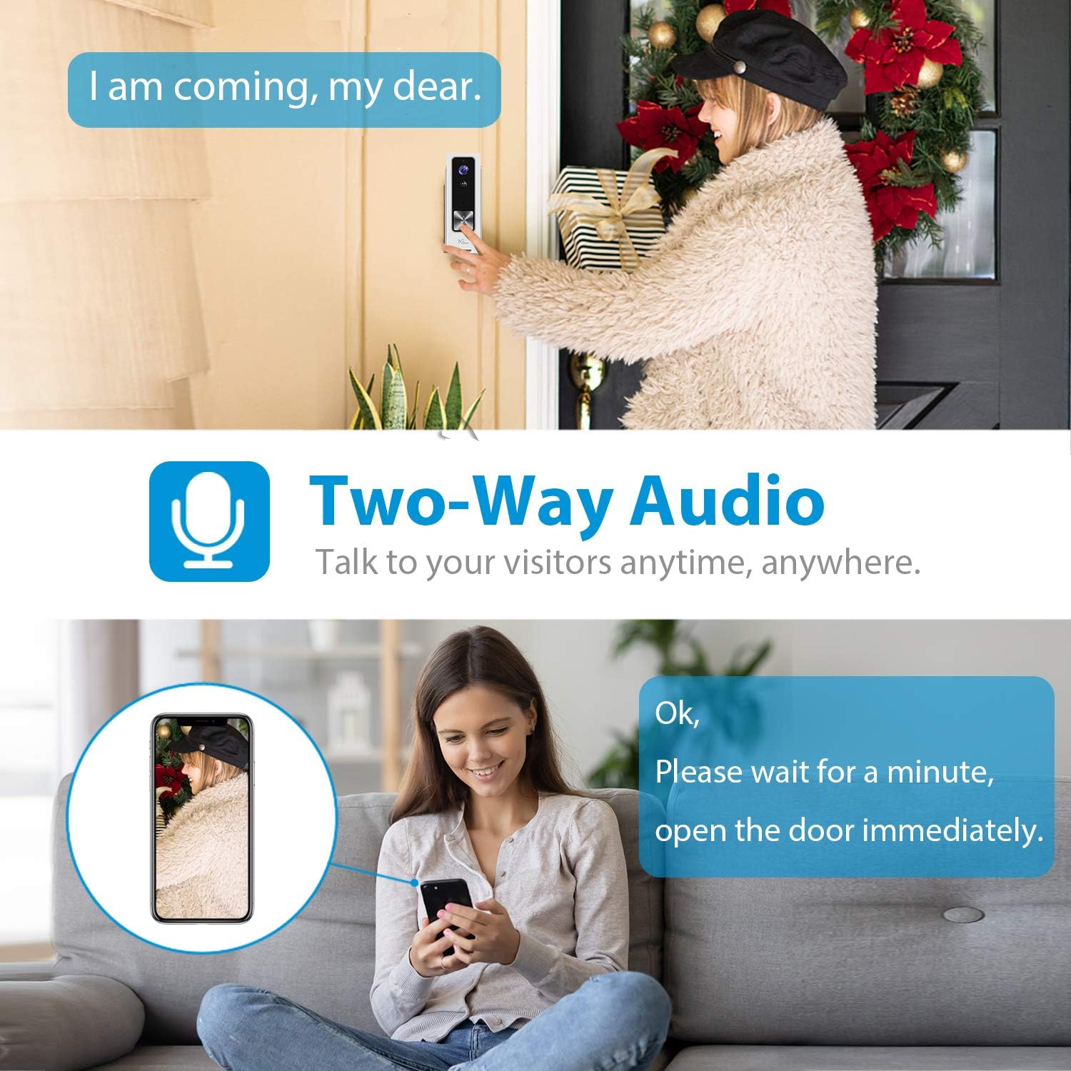 Suреr Bіg Clеаrаnсе! WiFi Video Doorbell, NGTeco Wireless Security Doorbell Camera, 1080P Wide Angle, 2-Way Audio, IP65 Waterproof, Motion Detection, Night Vision for Home Security Without Charger 2.4G