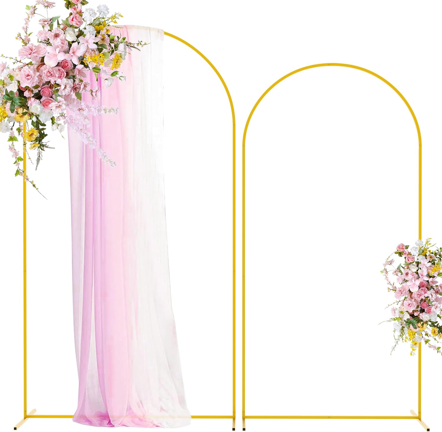 Fomcet Metal Arch Backdrop Stand 7.2FT & 6.6FT Set of 2 Gold Wedding Arch Stand Backdrop Frame for Birthday Party Baby Shower Graduation Ceremony Decoration 7.2FT, 6.6FT Gold