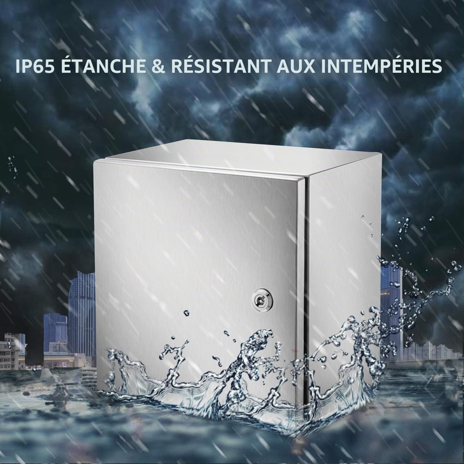 VEVOR Boîtier en acier inoxydable, 300 x 300 x 205 mm boîte de jonction électrique NEMA 4X IP66 étanche et anti-poussière, boîte de jonction électrique extérieure/intérieure, avec plaque de montage