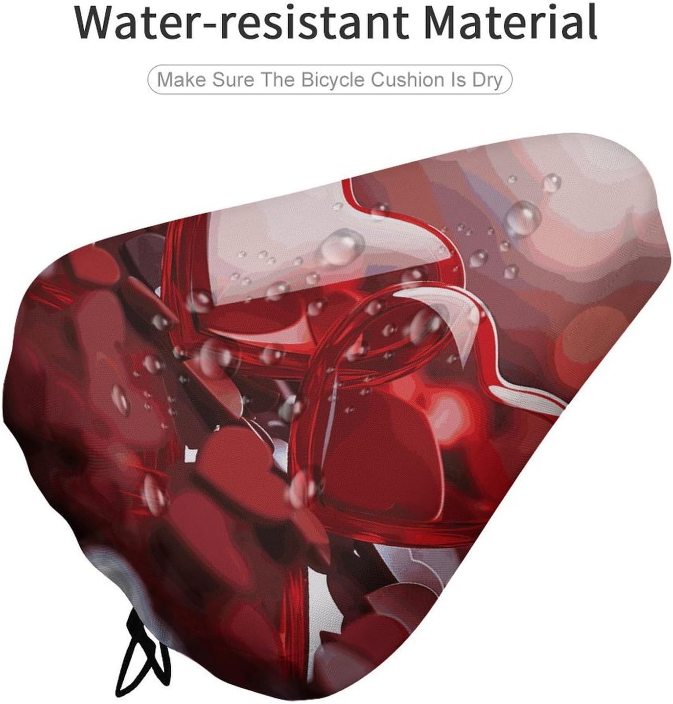 Red Valentine Hearts Waterproof Bike Seat Cover with Drawstring image 4