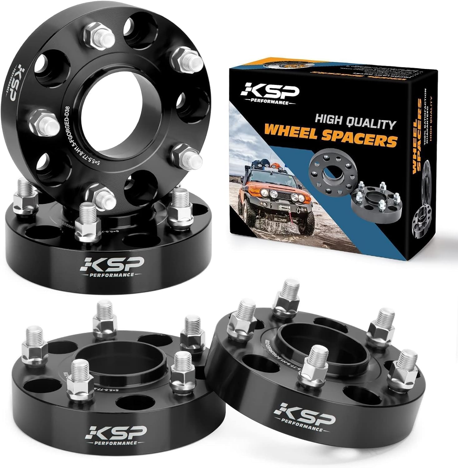 KSP 1.5" Hubcentric Wheel Spacers for Ram 1500 5x139.7 Forged Aluminum Black Set of 4 - 2012-2018 Dodge Ram 1500 5-Lug