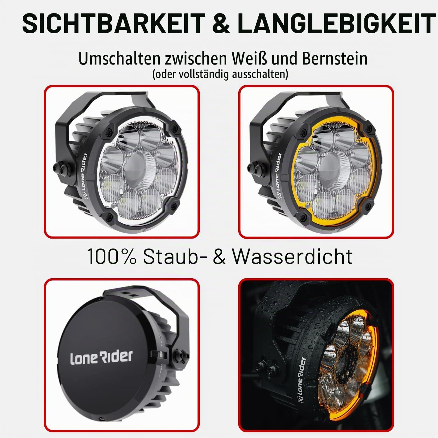 Lone Rider LED Zusatzscheinwerfer für BMW R1200/1250GS - Sturzbügel