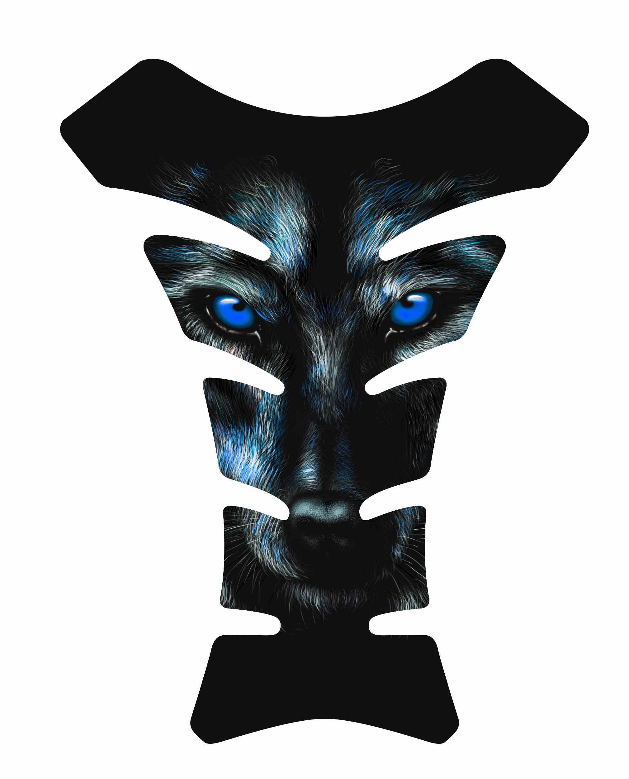 Wolf Head Face animal Blue Motorcycle sport bike tank pad protector Guard Sticker