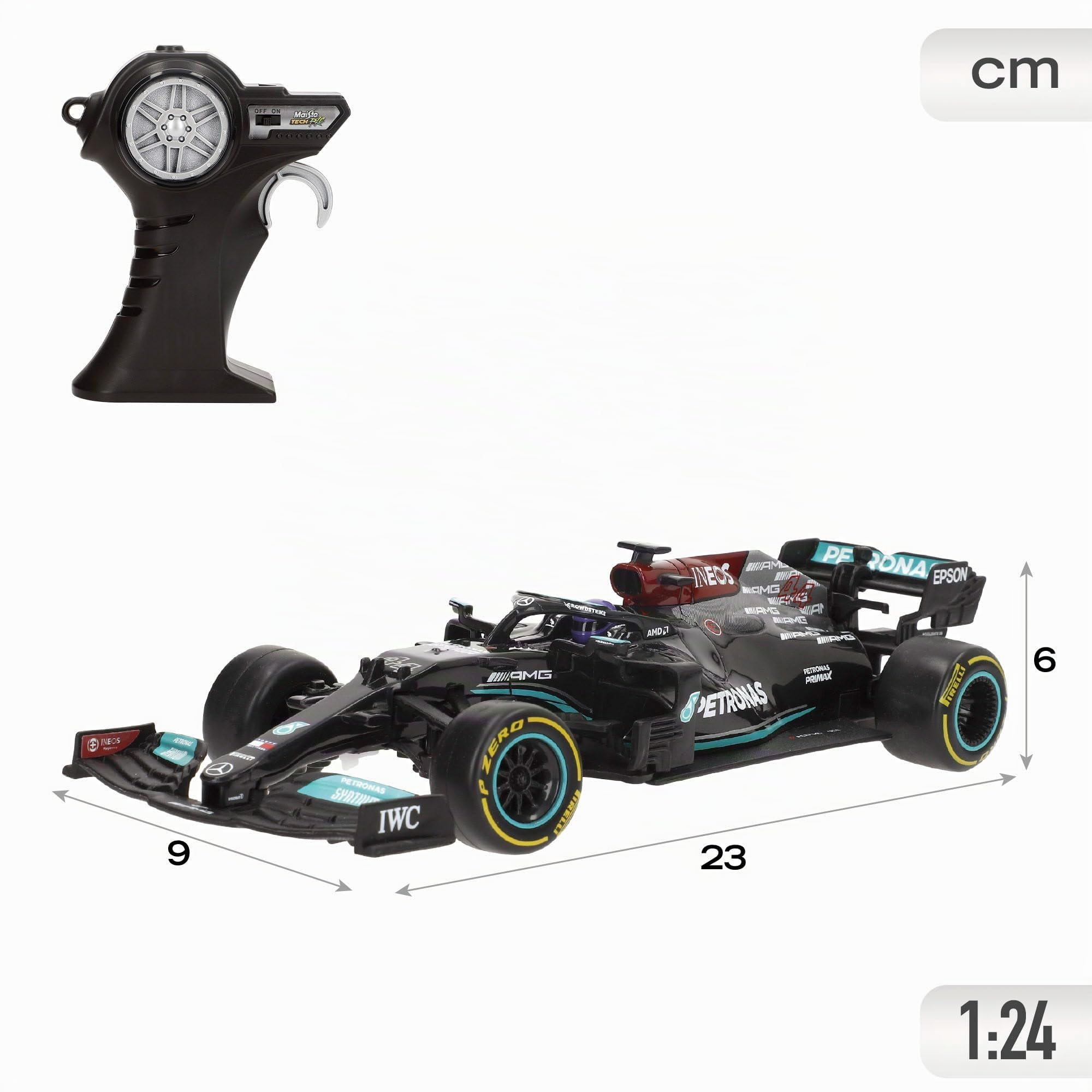 Coche Teledirigido Ford GT Heritage Edition – Maisto Tech RC Escala 1:24, Licencia Oficial, 2.4 GHz, 6 Direcciones, Batería Recargable Por USB, Mando Con Pilas Incluidas, A Partir De 5 Años