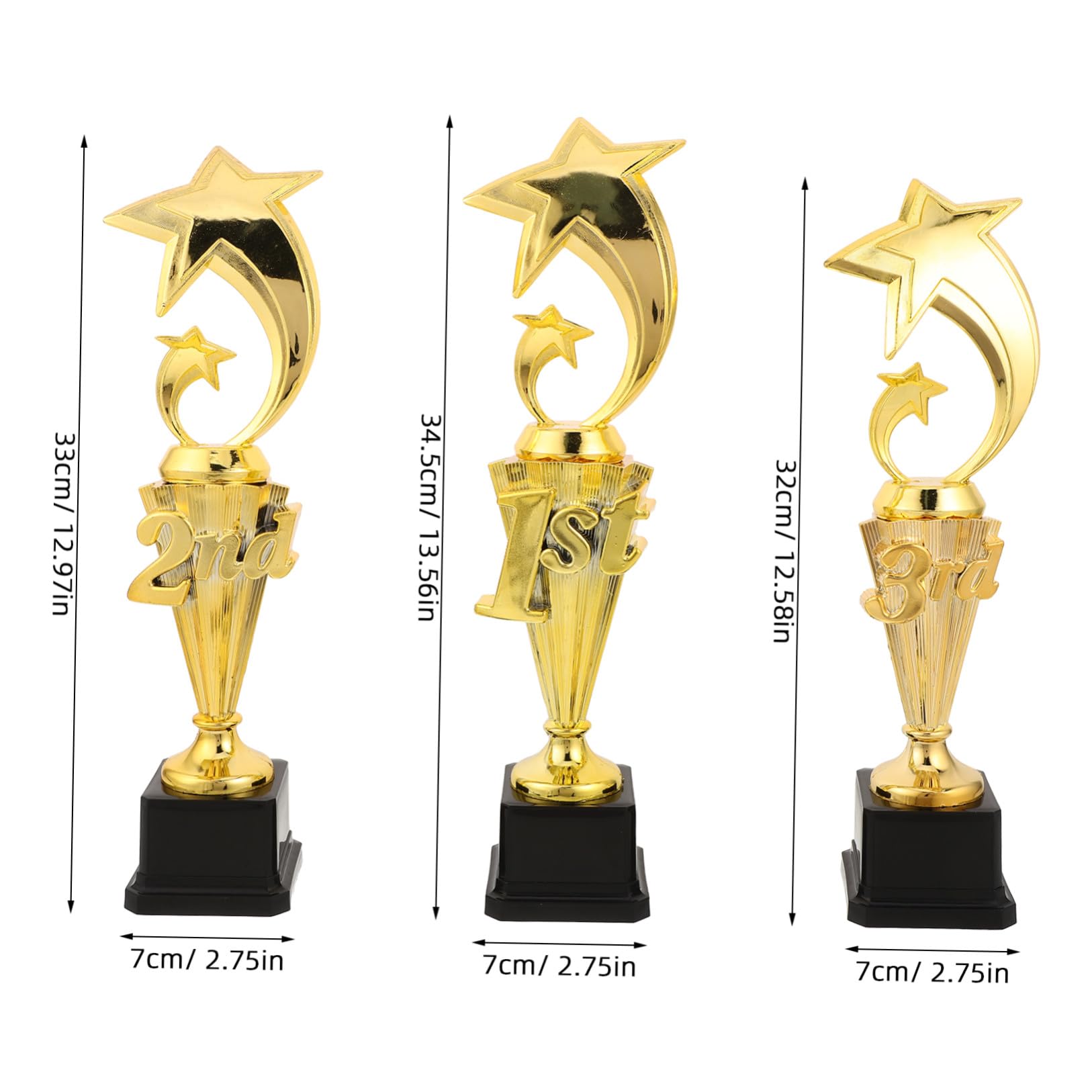 TOYANDONA 3 Stück Dreifach Siegerpokale Satz aus Kunststoff in Gold mit Spaßigem Design für Fußballturniere und Preisverleihungen als Attraktive Auszeichnung für Sportbegeisterte