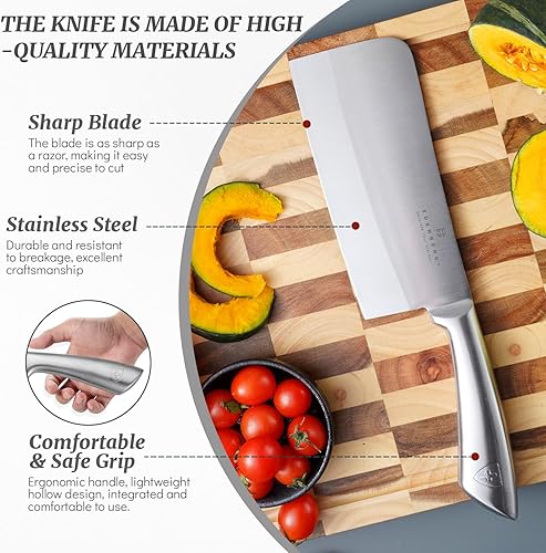 Miniatura 5 de Juego de cuchillos de cocina de 9 piezas con revestimiento antiadherente, acero inoxidable con afilador para cortar, cortar en trozos y picar