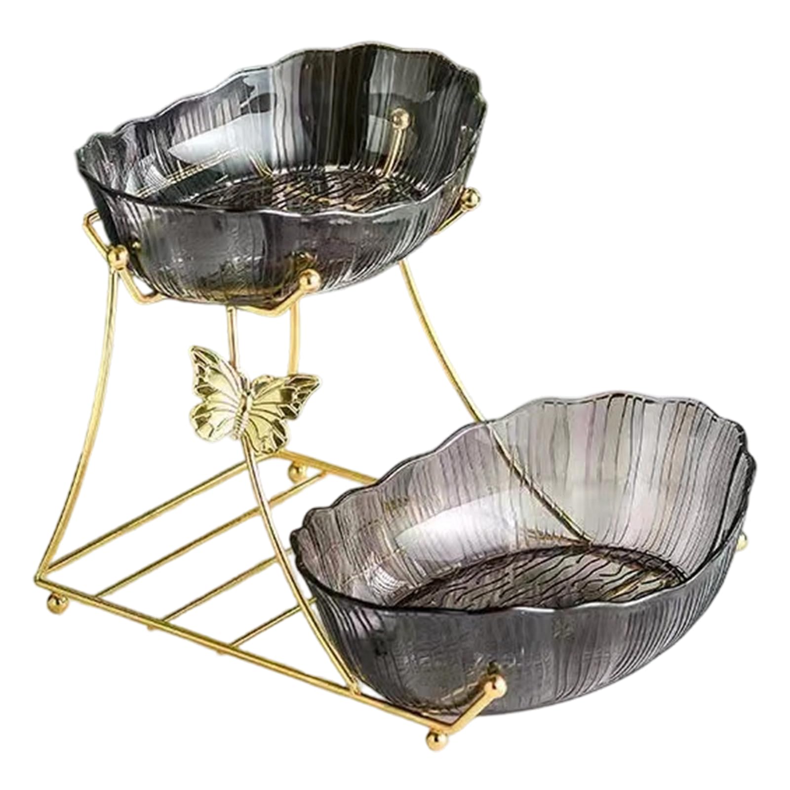 Xinsheinelry Serving Platters for Fruits Pastries Snacks 2 Tiers Metal Dessert Elegant Multifunctional Fruit Bowl Outdoor Outdoor Meal Tray