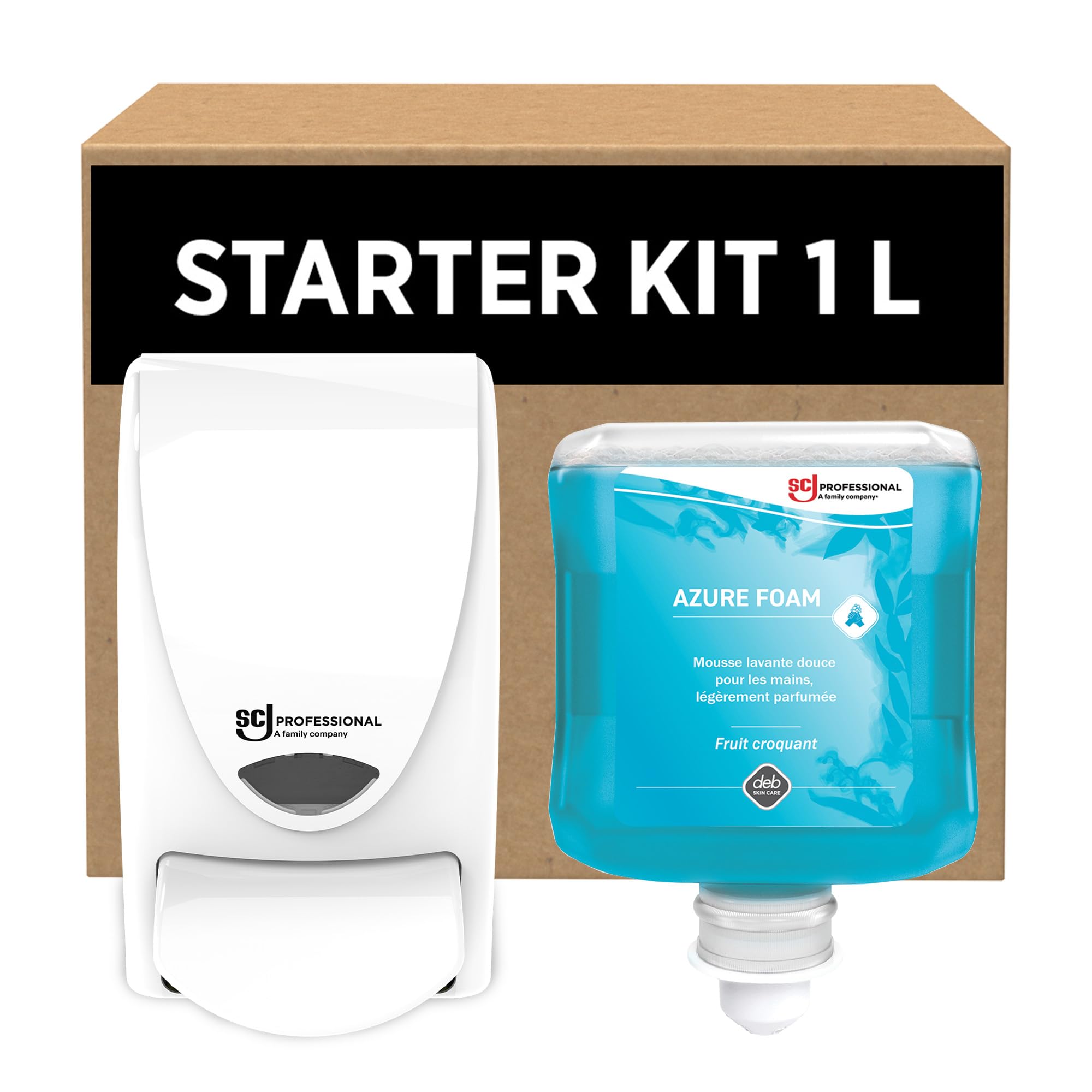 SC Johnson Professional Azure Foam Kit de Démarrage – Distributeur Mural de Savon pour Les Mains – Nettoyant moussant – 1 Distributeur + 1 Recharge (1 Litre) – Réservé à Un Usage Professionnel