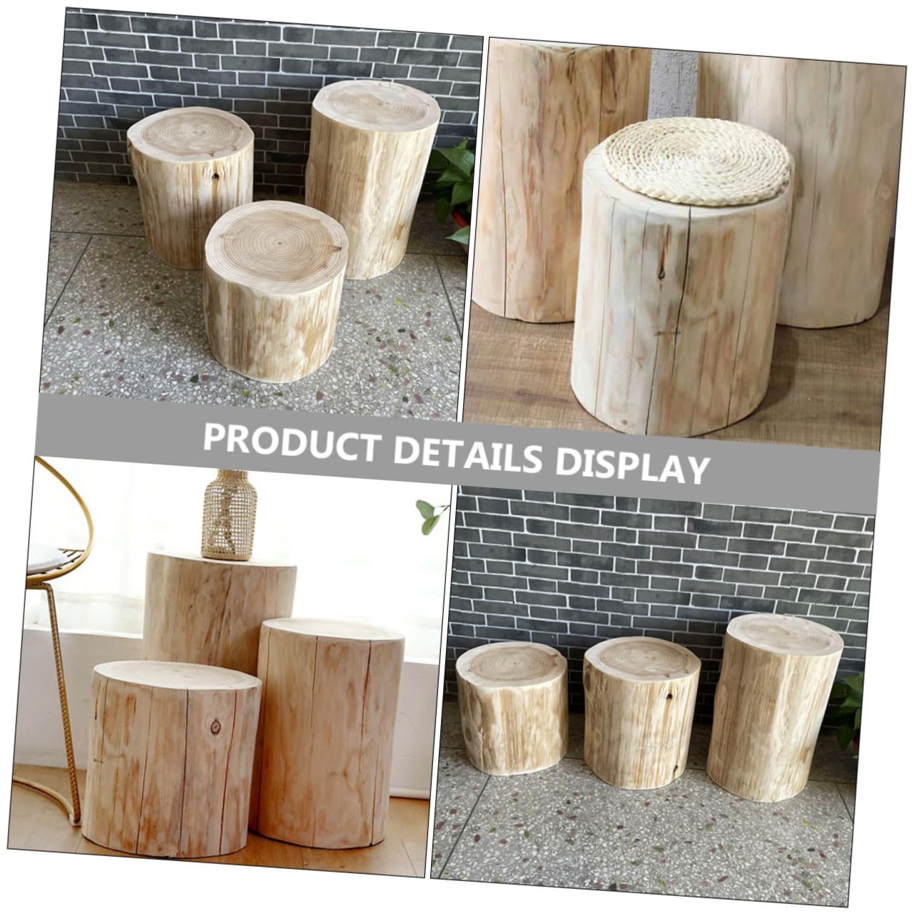 PartyKindom Taburete Pequeño de Madera Maciza Multiusos para Exterior E Interior Superficie Lisa y Diseño Natural Adecuado como Mesita de Noche o Banco Decorativo