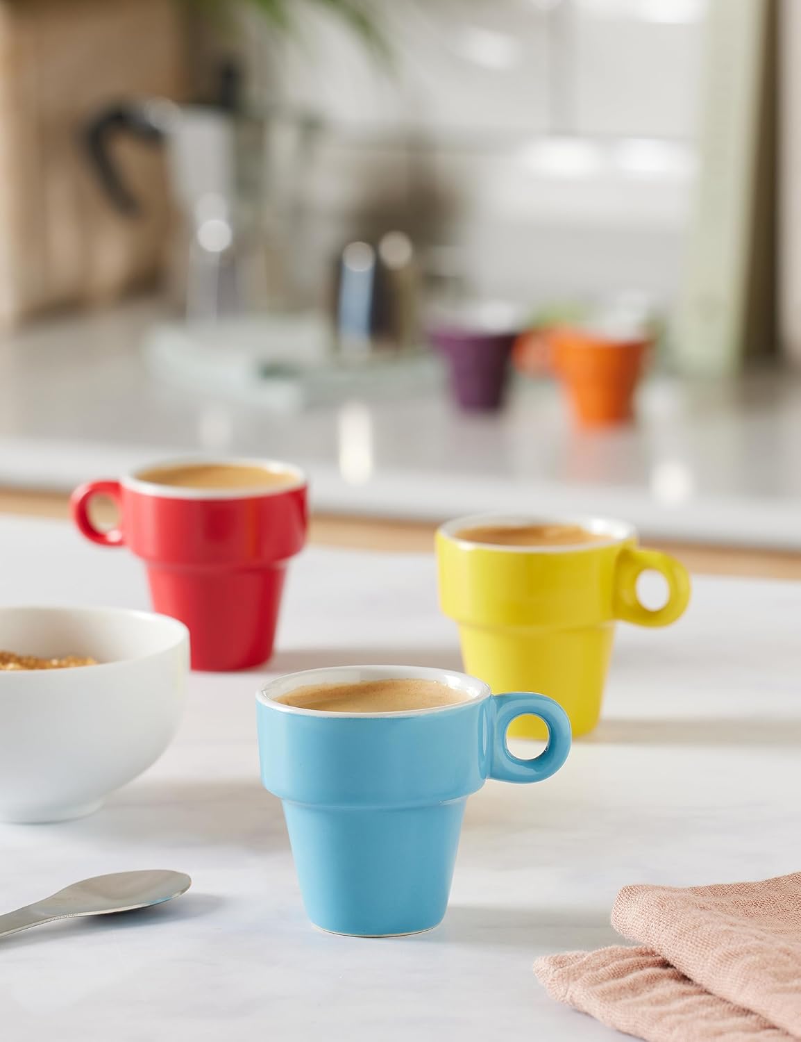 Out of the blue Espresso Cups, Ceramic, Multi-Colour, 5.4 x 5.4 x 5.5 cm