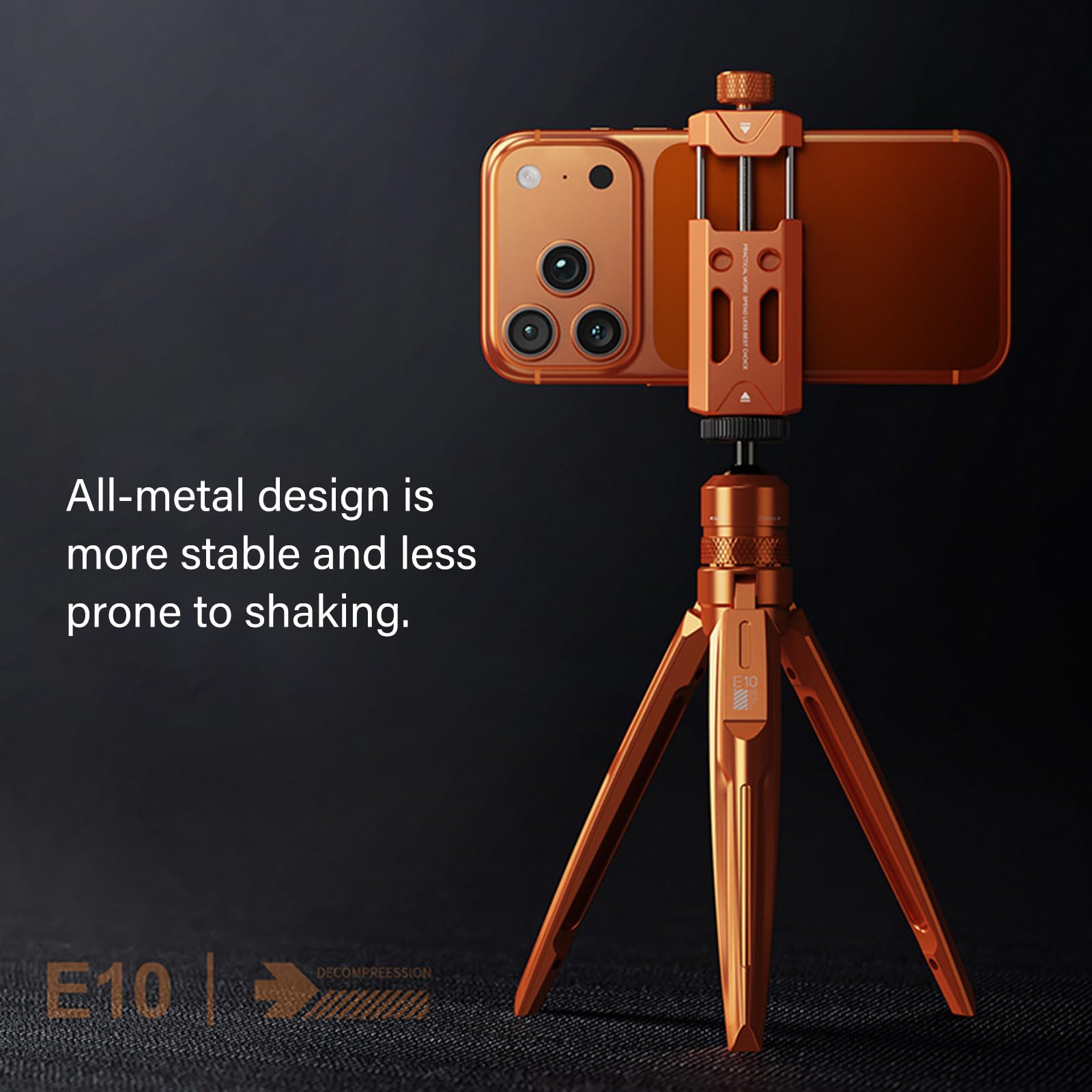 Robusto treppiede in alluminio lavorato per smartphone, Gray