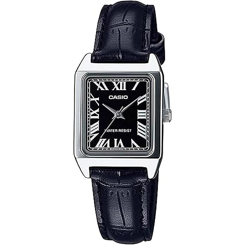 Casio LTP-V007L-1B Women's Rectangular Leather Strap Roman Black Dial Dress Watch