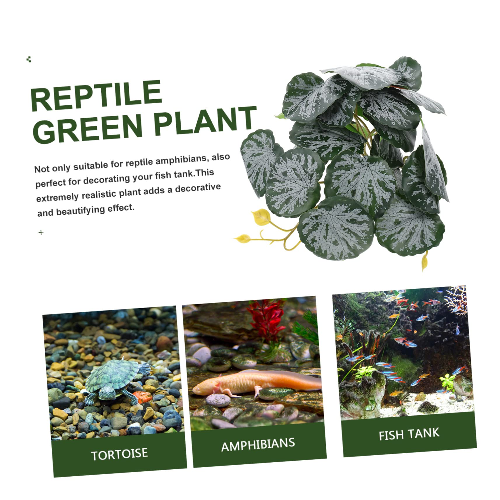 minkissy 3pezzi Decorazione Per Terrario Con Piante Artificiali Accessori Per Rettili Simulazione Realistica Di Piante Verdi Per Habitat Di Tartarughe Lucertole e Altri Animali Effetto