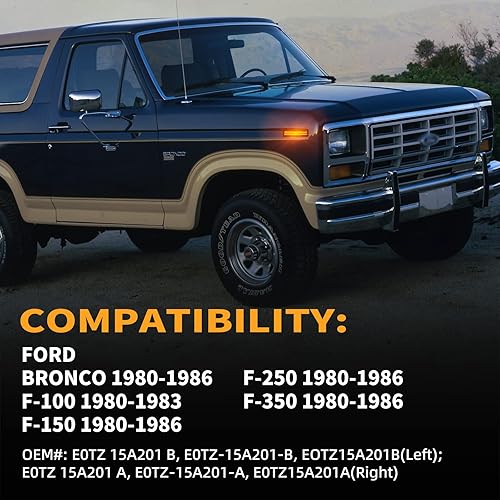 Miniatura 7 de Luces LED de posición laterales delanteras para Ford Bronco 1980-1986 y Ford F150 F250 F350 1980-1986 Pickup Truck SUV Lámparas de parachoques lente