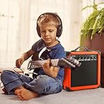 Ampli de guitare électrique 20 Amplificateur Watt Amplifiant portable avec prise casque Powe gain y compris câble professionnel de réduction du bruit (Orange)