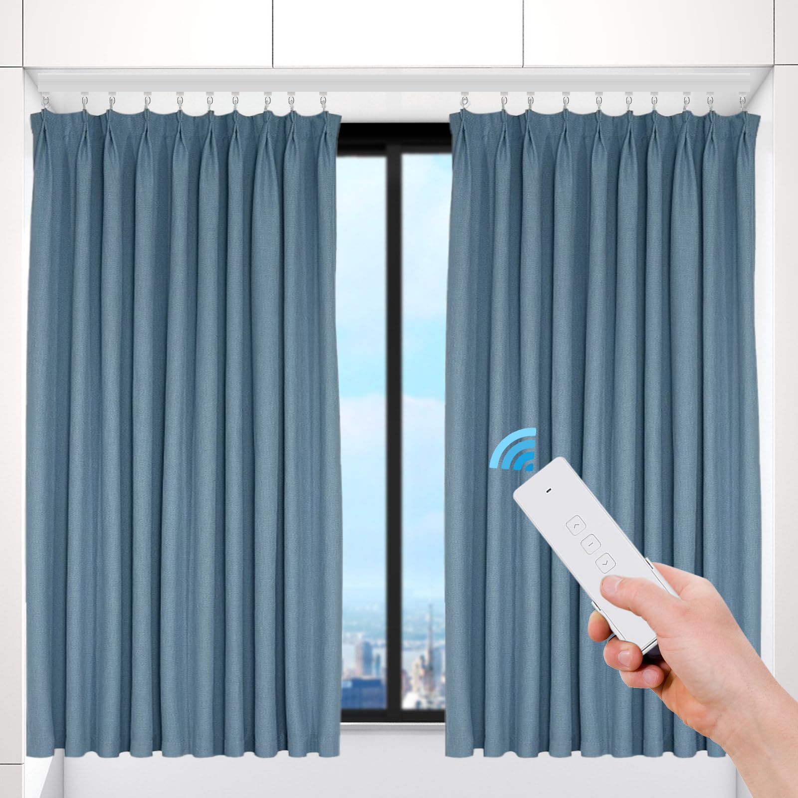 Binario per tende elettrico intelligente Tende Motorizzate 4,2 m Binario elettrico intelligente per tende collegabile tramite WIFI e ZIGBEE, con Telecomando