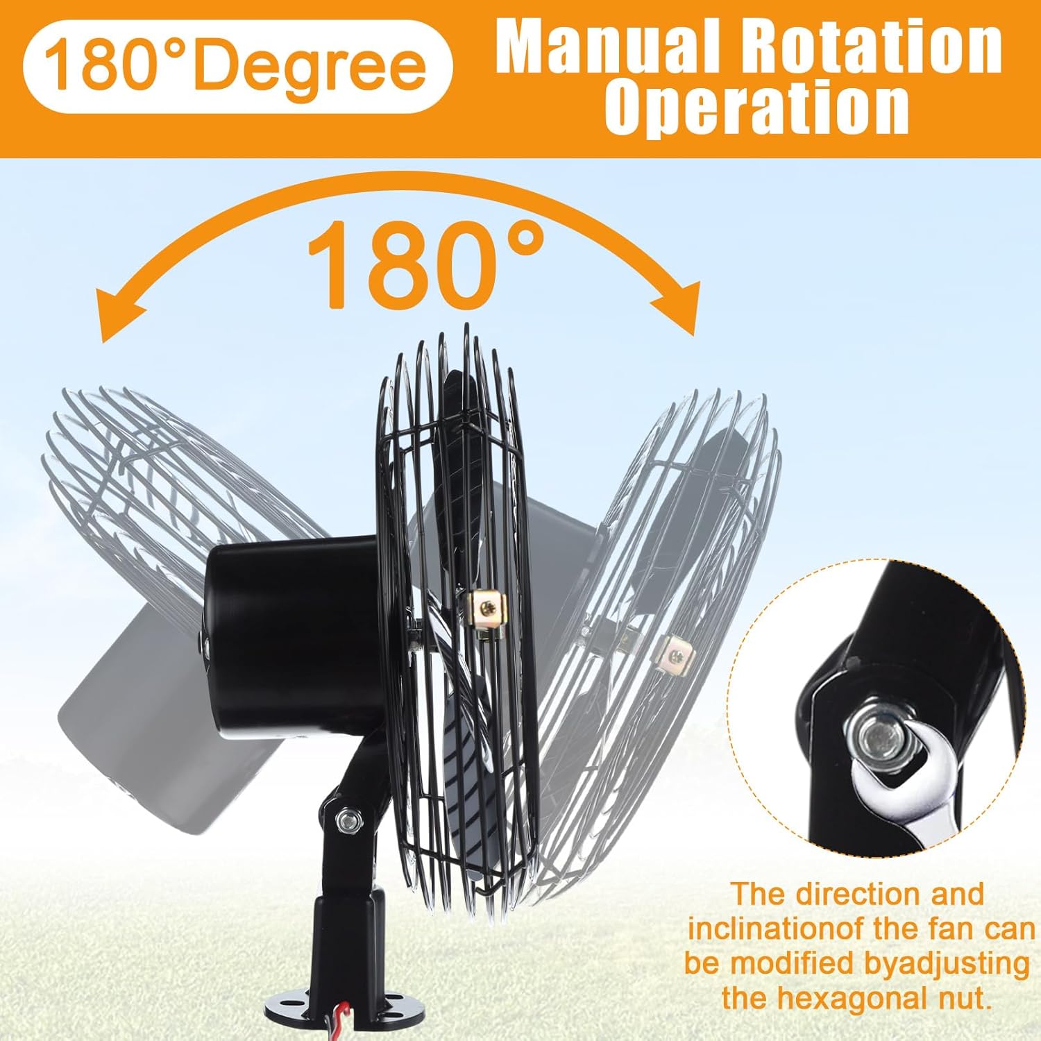 2 Pcs 12V RV 8 Inch Cooling Fan with 2 Speed Switch Heavy Duty Black Portable Manual Swivel Metal Fan for Auto Car Vehicle Truck RV Boat Camper Bus