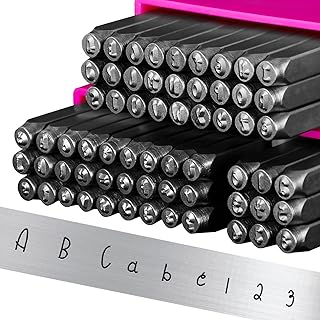 TheCraftGuy Metal Stamping Kit, 63pcs Metal Stamping Tools, 1/8"(3mm) Steel Stamps for Jewelry Making, Number & Letter Stamp Set(A-Z, a-z, 0-9)