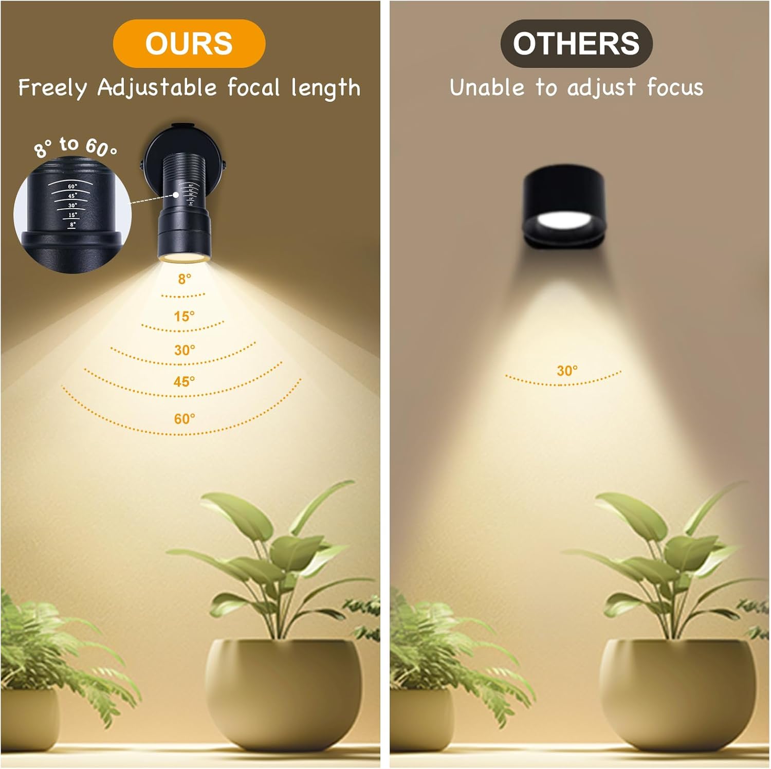 2 Pack Uplighting Indoor, 12W Uplights & Spot Lights with 8° to 60° Zoom Head, Stepless Dimming & Color Temperature Accent & Floor Can Light, Remote & Timer for Plants, Art, Pictures