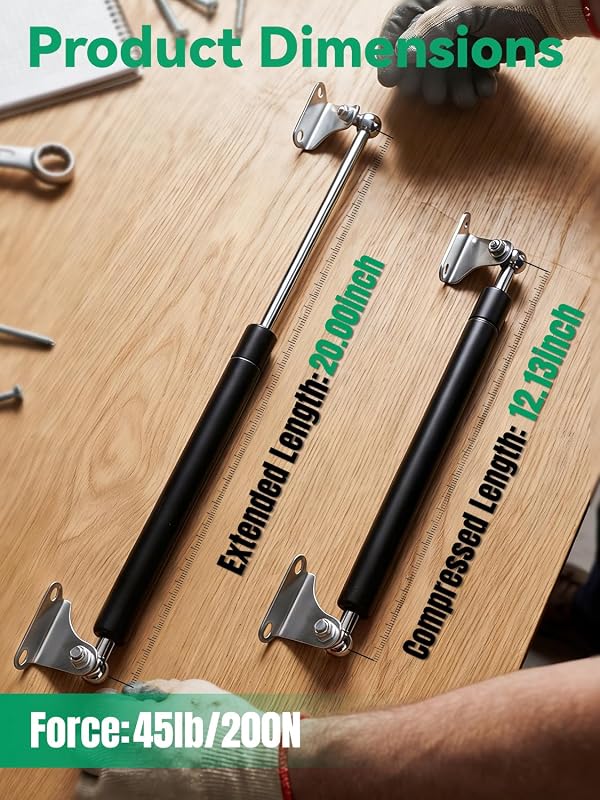 HUOPO 20 inch 45lb/200N Gas Struts for with Mounting Brackets, 2 Pack by HUOPO - Used condition - Image 4