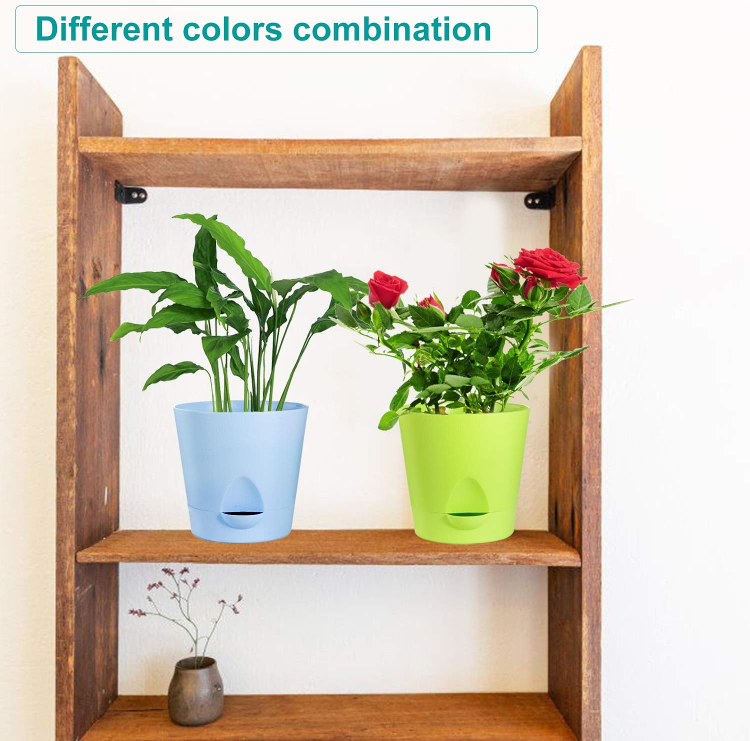 Laerjin Self Watering Pots 5 Pack 6.7 Inch African Violet Pots with High Drainage Deep Reservoir, Self Watering Planter for Indoor Plants,Ocean Spider Plant