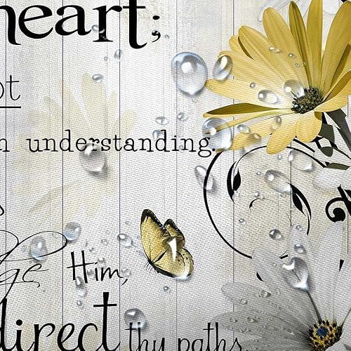 Miniatura 7 de Cortina de ducha con versículo bíblico con cita inspiradora, cortina de ducha de tela impermeable con margaritas florales amarillas, cortina de