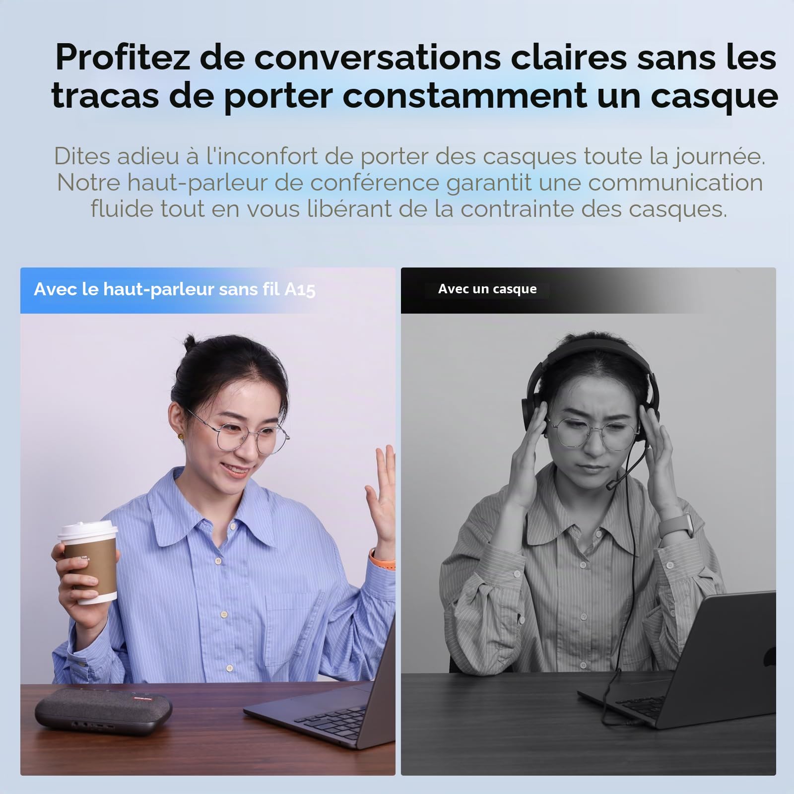 Nuroum A15 Haut-Parleur pc et Microphone de Conférence Bluetooth, Enceinte Ordinateur de Bureau,Prise de Voix à 360°,Connexion Via Bluetooth/Dongle/USB-A/C pour Visioconférence/Teams Réunion/Zoom,Gris
