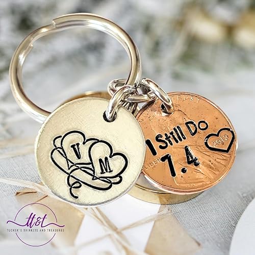Miniatura 9 de Llavero personalizado de aniversario de boda con texto en inglés "I Still Do" para hombres y mujeres, regalo para marido y mujer, plateado