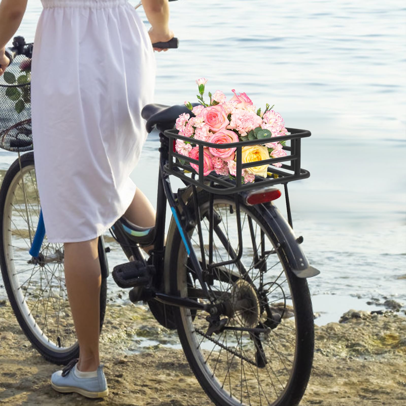 Panier de vélo arrière noir en fer pour vélo et VTT, charge jusqu'à 25 kg