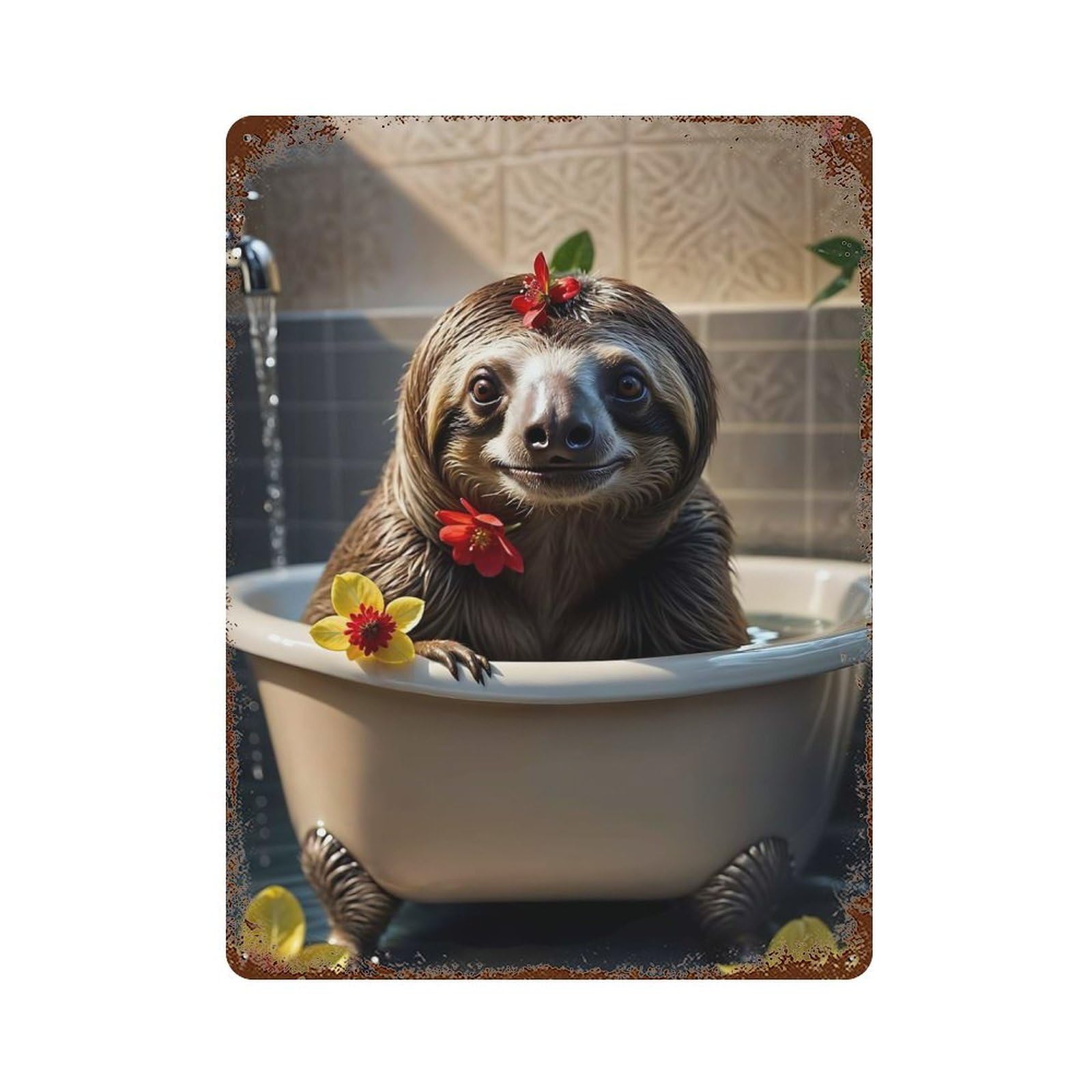 Sloth on Bathroom Decorative Tin Sign 15.7"x11.8", for Farmhouse, Kitchen And Entryway Decor, Shabby Chic Decor