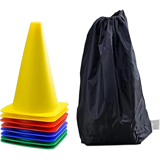 Protoner Training Cones Set of 12, Multi-Colour, with Carry Bag, 6-15 Inch (6