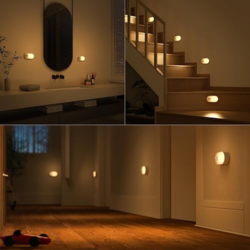 Miniatura 6 de Lyridz Luz nocturna de batería recargable con sensor de movimiento, se pega en cualquier lugar, luces nocturnas LED regulables de 1-20 lm para el