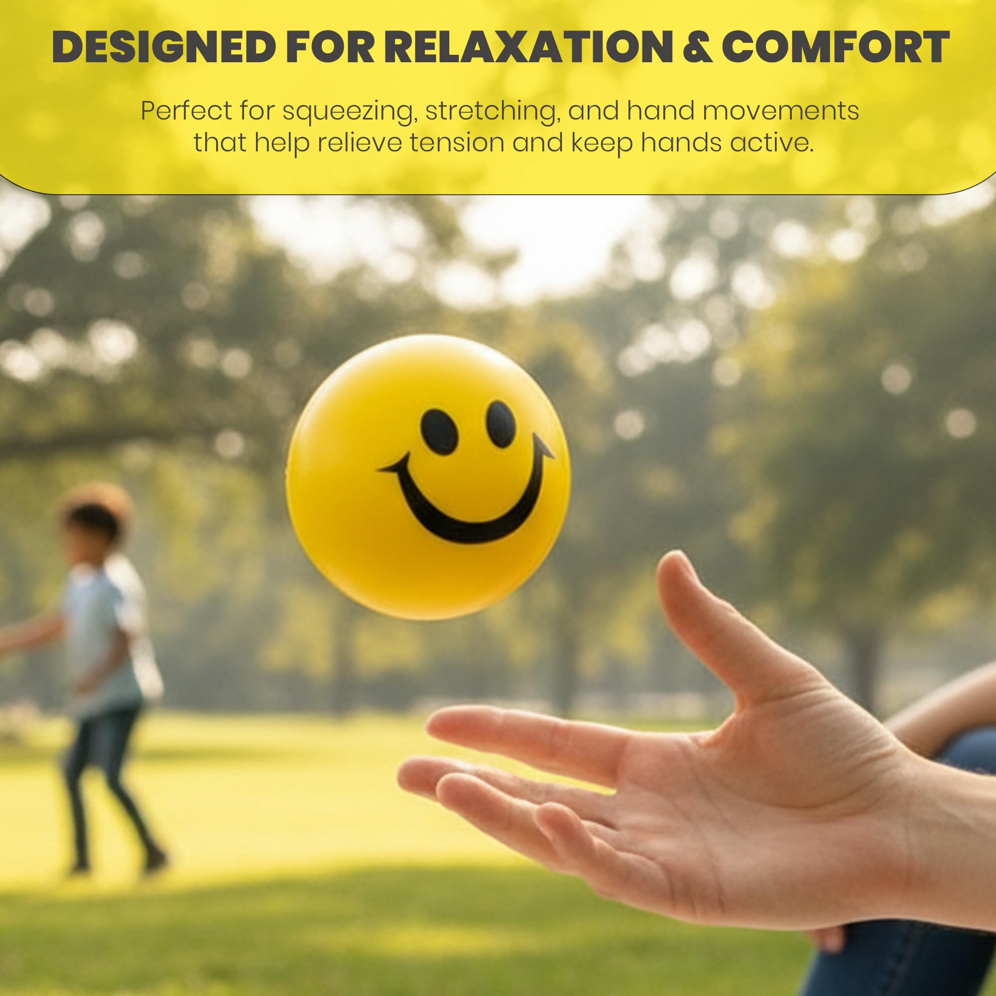 Smiley Stress Reliever Squeeze Ball Pack of 12 | Soft Foam Stress Relief Squeeze Toys | Smiley Face Therapy Balls for Kids, Adults, Return Gifts & Parties | Yellow 2