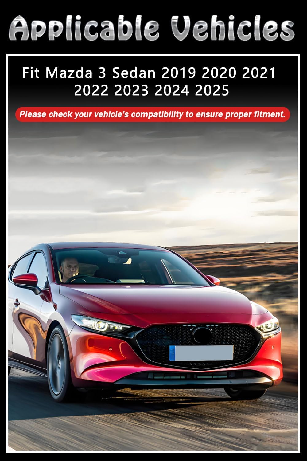 BriYorWay Vent Shades Rain Guards for Mazda 3 Sedan 2019 2020 2021 2022 2023 2024 2025 Accessories, for Mazda 3 Sedan Window Deflectors Window Visors P77-Mazda-3-19/25