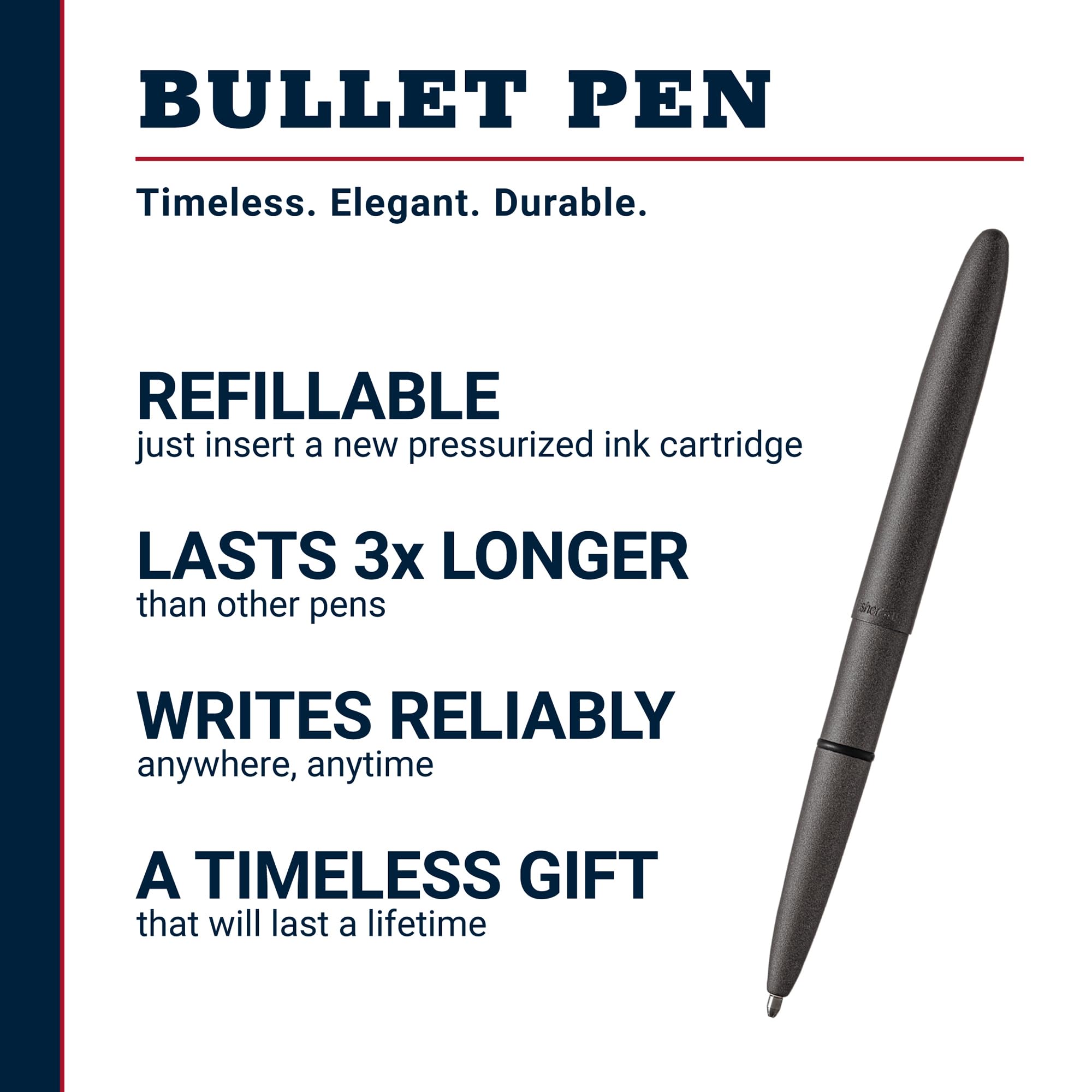Fisher Space Pen Bullet Space Pen Tungsten Cerakote Finish Pressurized Ballpoint Pen Compact Size Writes Upside Down Extreme — view 2