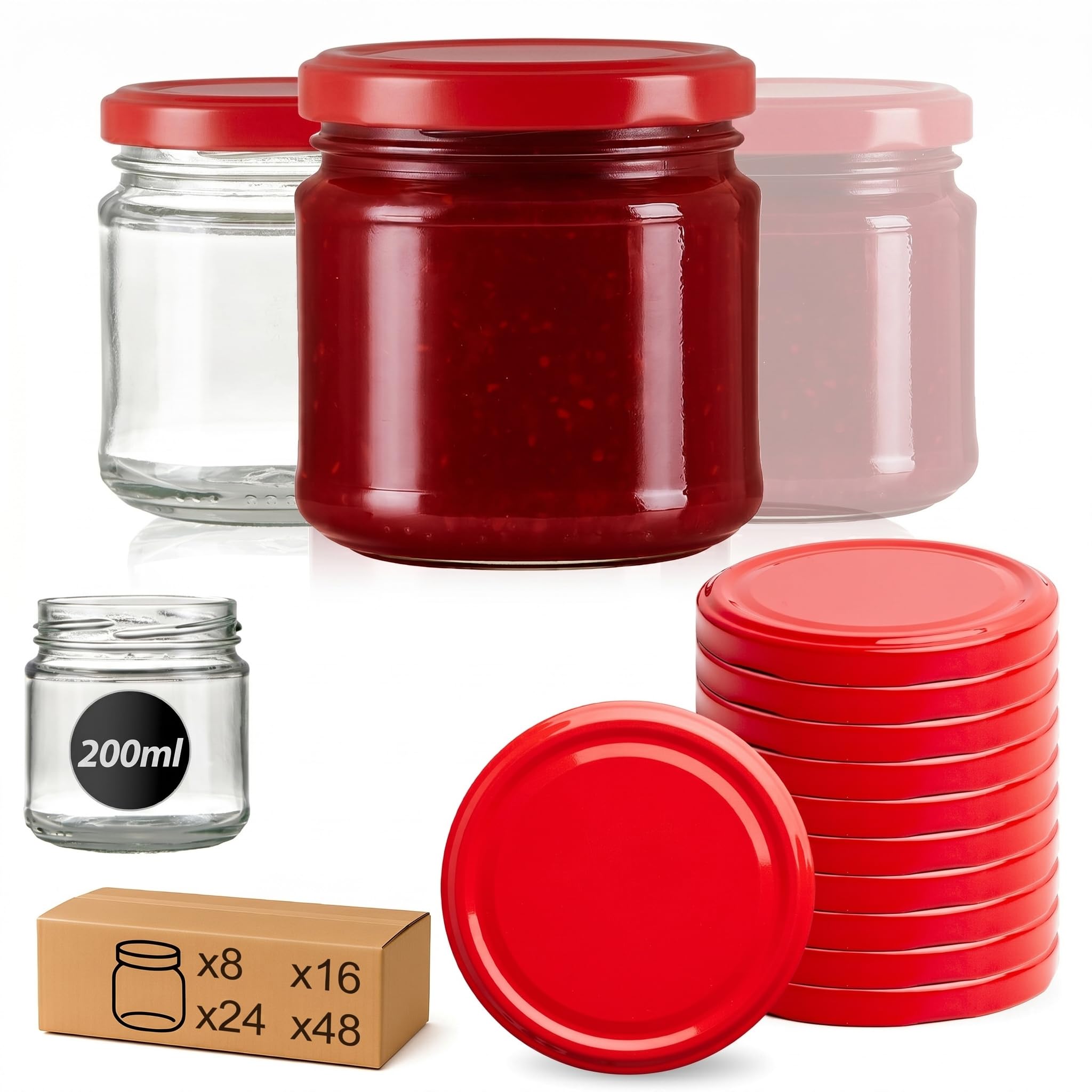 Pullmer Marmeladengläser 200ml mit deckel, 48-er Set Einmachgläser klein Küche, Haushalt & Wohnen