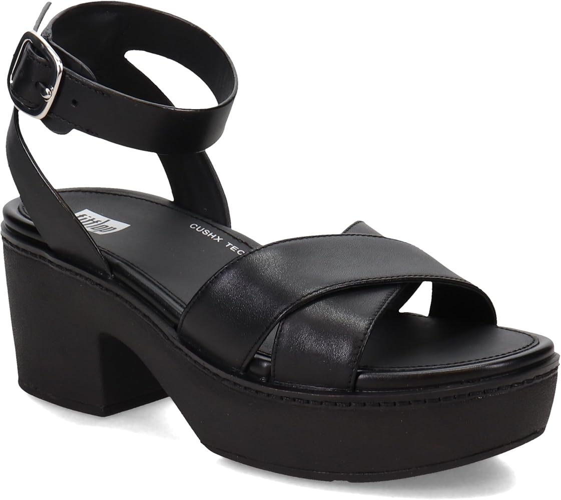FitFlop Pilar Crossover Leather Ankle-Strap Platforms All Black 8 M (B) |  Platforms \u0026 Wedges - Amazon.com