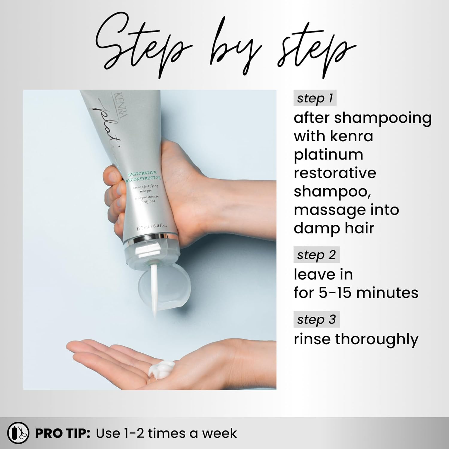 Kenra Platinum Restorative Reconstructor | Ultra Fortifying Treatment | Restores Broken Hair Bonds From Within | Provides Intense Fortification, Elasticity, & Suppleness | All Hair Types | 6 fl. oz